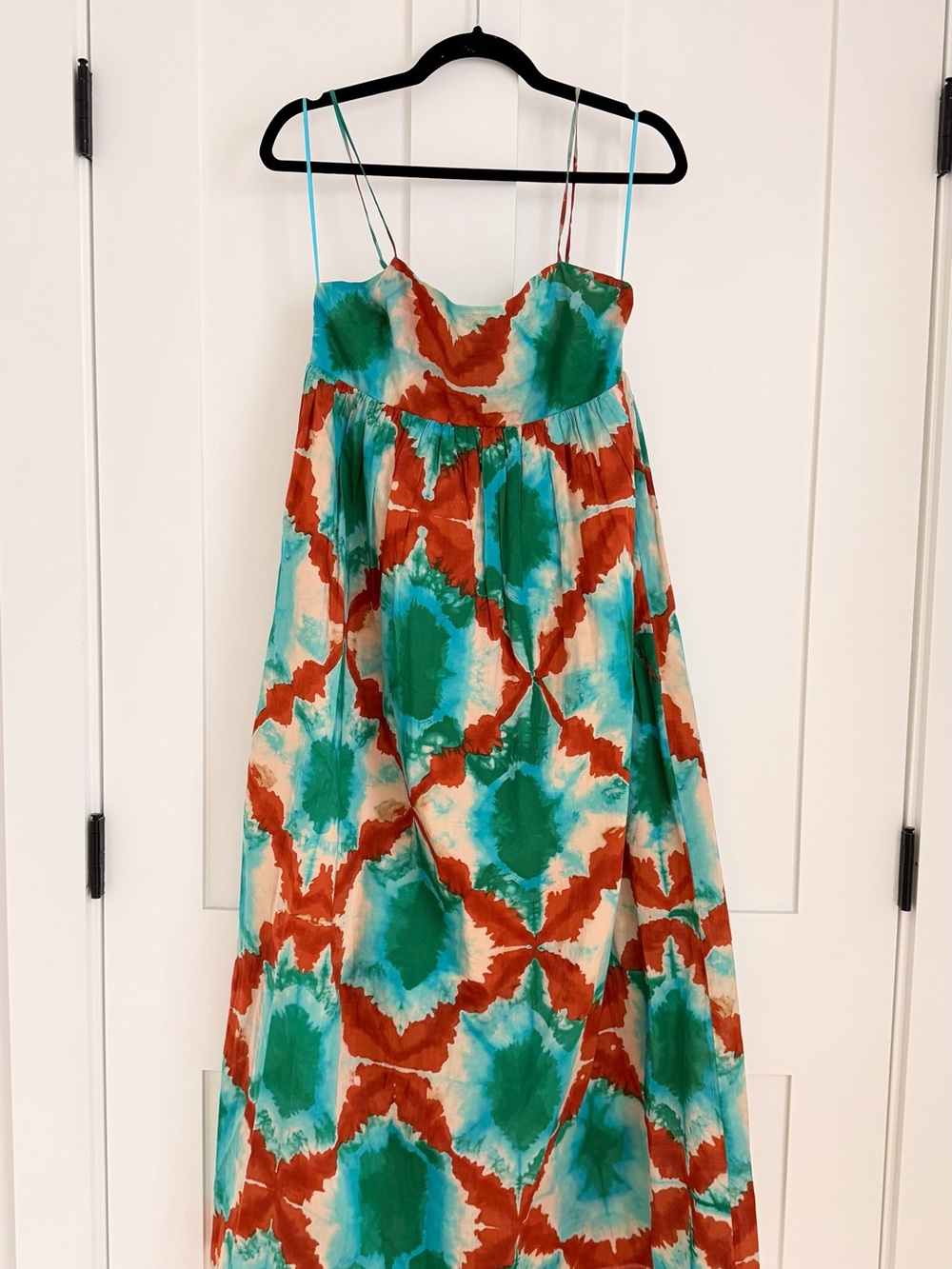 Reiss Multicolor Tie-Dye Slip Dress in Green & Rust